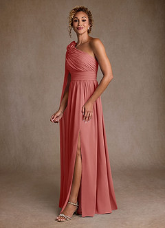 Azazie Lancaster Mère de la mariée Robes Robe Trapèze en Mousseline de soie Une épaule Antique Rose image5