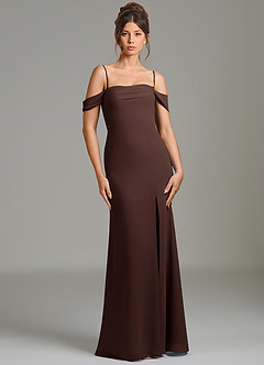 Azazie Charmaine Bridesmaid Dresses Ganache A-Line Off the Shoulder Chiffon Dress image7