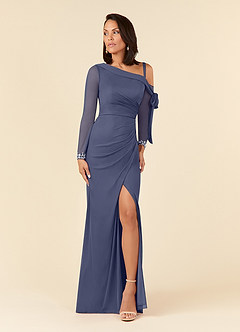Azazie Marna Mother of the Bride Dresses Stormy Sheath One Shoulder Mesh Dress image1