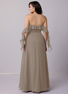 Barbie ♥ Azazie Bridesmaid Dresses Taupe A-Line Off the Shoulder Chiffon Convertible Dress image9