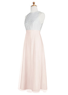 Azazie Albertine Junior A-Linie Spitze Chiffon Kleid Blassrosa image9