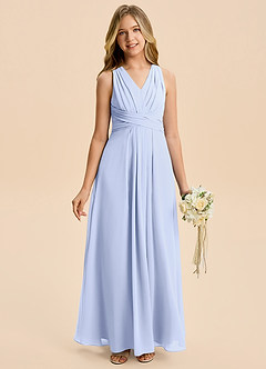 Azazie Kirsten Junior Ice A-Line Pleated Chiffon Dress image1