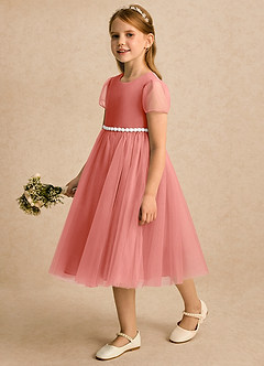 Azazie Kaylor Flower Girl Klänningar Klänning A-linje i Tyll Plisserad image4