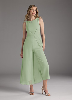 Azazie Anitta Mother of the Bride Dresses Dusty Sage Jumpsuit/Pantsuit Pleated Stretch Crepe Dress image2