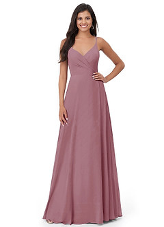 Azazie Lennon Bridesmaid Dresses Vintage Mauve A-Line Lace Chiffon Dress image5