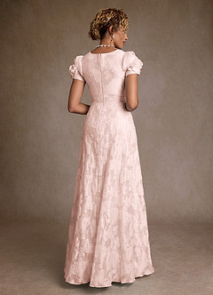 Azazie Hermina vestidos de madre de la novia Vestido de Jacquard Rosa Claro de Jacquard Floral de Corte en A con Plisado image2