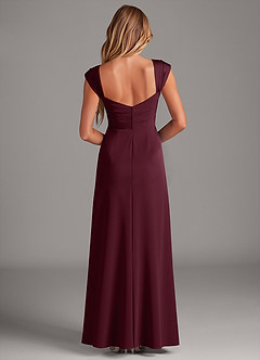 Azazie Laila Bridesmaid Dresses Cabernet A-Line Pleated Stretch Satin Dress image2