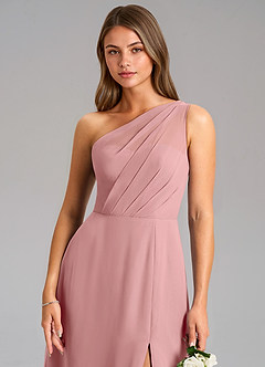 Azazie Phaedra Abiti da Damigella Abito A-Line in Chiffon Monospalla Rosa Polverosa image16