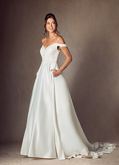 Azazie Kimberlee Wedding Dresses Diamond White Ball-Gown Sweetheart Neckline Lace Dress image5