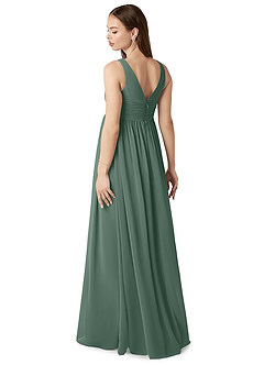 Azazie Yetta Maternity Bridesmaid Dresses A-Line V-Neck Gathered Chiffon Floor-Length Dress image5