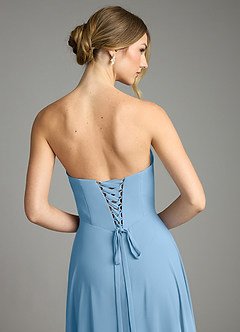 Azazie Ayla Abiti da Damigella Abito A-Line in Chiffon Scollo a Cuore Blu Acciaio image11