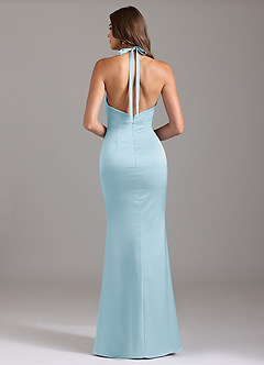 Azazie Valerie Bridesmaid Dresses Sky Blue Mermaid Pleated Stretch Satin Dress image2