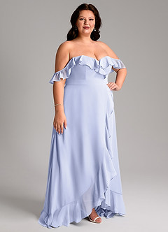 Azazie Lyra Vestidos de madrinha de casamento Vestido Lavanda de Chiffon de Linha A com Conversível image13