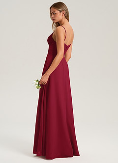 Azazie Terese Bridesmaid Dresses Burgundy A-Line Pleated Chiffon Dress image5