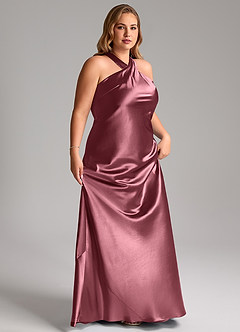 Azazie Doretta Vestidos de damas de honor Vestido de Rosa Del Desierto de Satén Metálico de Corte Sirena con Lazo image11