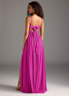 Azazie Zeya Bridesmaid Dresses Fuchsia A-Line Pleated Mesh Dress image2