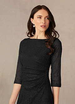 Azazie Lola Mother of the Bride Dresses Black Sheath Lace Dress image3