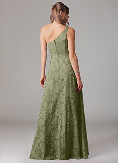 Azazie Ellianna Bridesmaid Dresses Pistachio A-Line One Shoulder Floral Burnout Dress image2