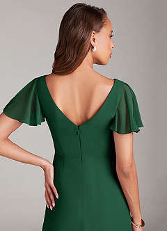 Azazie Soren Vestidos de damas de honor Vestido de Verde Oscuro de Gasa de Corte en A con Volante image7