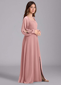 Azazie Bondi Junior Jurk van Chiffon met A-Lijn Blouson Stoffige Roos image4