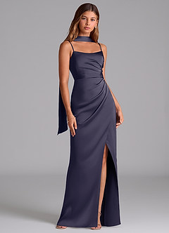 Azazie Calandra Suknie dla druhen Linia A Pofałdowany Satyna elastyczna Do ziemi Sukienka image2