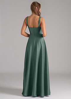 Azazie Shaude Bridesmaid Dresses Sea Moss A-Line Pleated Stretch Satin Dress image6