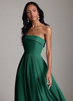 Azazie Lucienne Bridesmaid Dresses Emerald A-Line Strapless Chiffon Convertible Dress image4