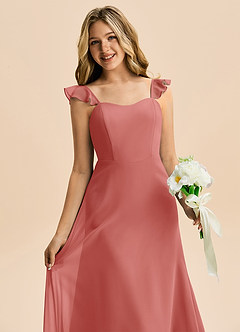 Azazie Mavie Junior Antique Rose A-Line Ruched Chiffon Dress image5