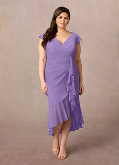 Azazie Renetta Mother of the Bride Dresses Tahiti Sheath V-Neck Pleated Mesh Dress image8
