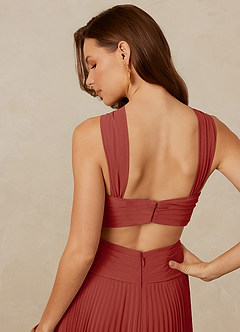 Christian Siriano Bridal for Azazie 1009 Bridesmaid Dresses Terracotta A-Line Pleated Chiffon Dress image5