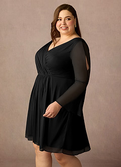 Azazie Teraso Mother of the Bride Dresses Black A-Line Pleated Mesh Dress image14