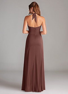 Azazie Elliana Bridesmaid Dresses Espresso A-Line Side Slit Stretch Satin Dress image6