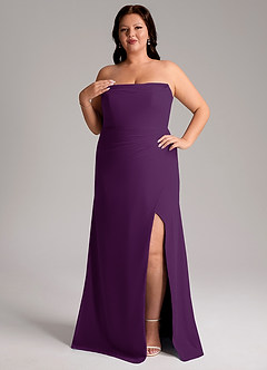 Azazie Leonis Jurken voor bruidsmeisjes Converteerbaar Jurk van Chiffon met Kolom Strapless Druif image12