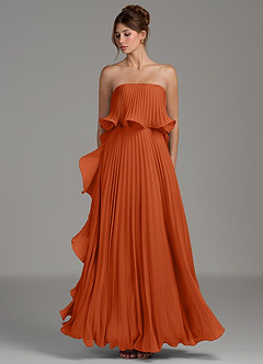 Azazie Alexia Bridesmaid Dresses Burnt Orange A-Line Ruched Chiffon Dress image6