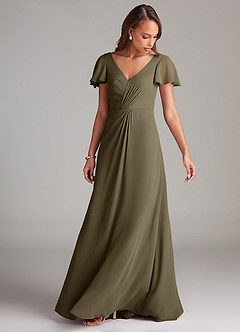 Azazie Soren Bridesmaid Dresses Willow Green A-Line Ruched Chiffon Dress image5