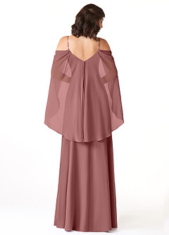 Azazie Cienna Bridesmaid Dresses Desert Rose A-Line Long Sleeve Chiffon Dress image2