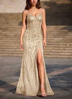 Dazzle Champagne Robe de bal sirène image4