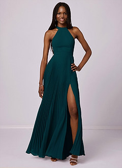 Barbie ♥ Azazie Bridesmaid Dresses Pine A-Line Pleated Chiffon Dress image1