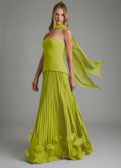Azazie Alex Bridesmaid Dresses Lemongrass A-Line Corset Chiffon Dress image4