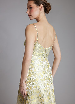 Azazie Oaklie Bridesmaid Dresses Yellow Blossom A-Line Jacquard Dress image10