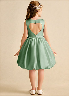 Azazie Nirvana Robe Demoiselle D'honneur Fillette Robe Princesse en Mat Satiné Rayé Matcha image1