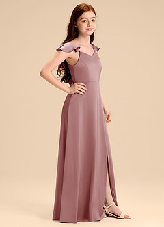 Azazie Everett Junior Klänning av A-Line i Stretch Satin Rosett image3