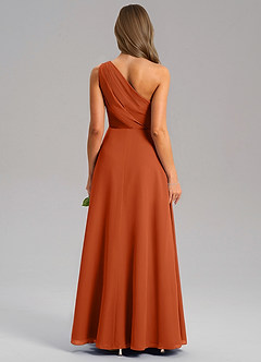 Azazie Phaedra Bridesmaid Dresses Burnt Orange A-Line One Shoulder Chiffon Dress image10