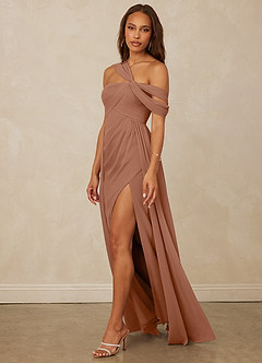 Christian Siriano Bridal for Azazie 1014 Bridesmaid Dresses Bronzer A-Line Off the Shoulder Chiffon Dress image8