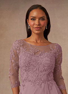 Azazie Calanthe Mother of the Bride Dresses Dusty Rose A-Line Scoop Chiffon Dress image5