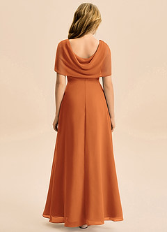 Azazie Emma Junior Robe Trapèze en Mousseline de soie Plissée Cannelle image2