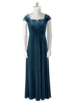 Azazie Gabi Junior Blue Topaz A-Line Velvet Dress image8