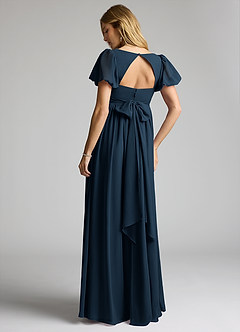 Azazie Madisynn Maternity Bridesmaid Dresses Bow Chiffon Floor-Length Dress image2