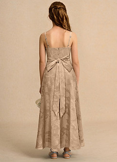 Azazie Pebbles Junior Formal vestidos de niña de las flores Vestido de Champán de Devorado Floral de Corte En A con Plisado image3