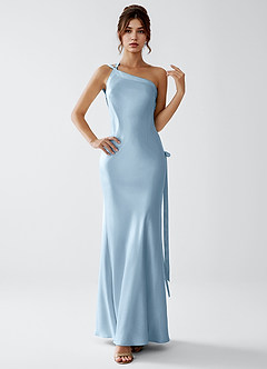 Stephanie Sky Blue Luminous Satin Maxi Dress image4